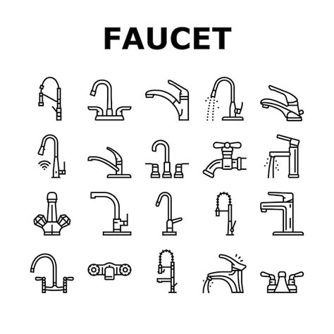 Vector faucet water sink tap bathroom ic... | Premium Vector #Freepik #vector #faucet #sink #kitchen-faucet #kitchen-sink Kitchen Sink Drawing, Sink Drawing, Isometric Sketch, Martin Puryear, Kitchen Elevation, Bathroom Drawing, Tap Bathroom, Door Handles Modern, Water Icon