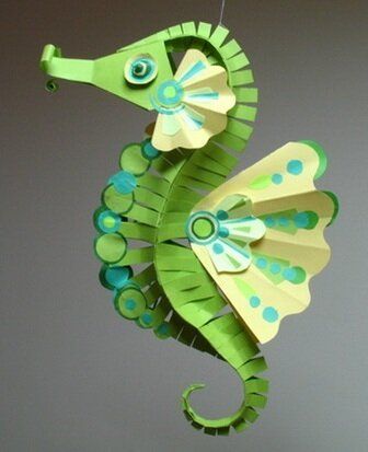 3d Seahorse Craft, Scuba Diving Crafts For Kids, Paper Sea Creatures, Seahorse Craft, Fish Paper Craft, Seahorse Crafts, Star Paper Craft, File Decoration Ideas, Jellyfish Craft