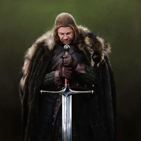 Ned Stark holding Ice, the Stark's ancestral sword Lord Eddard Stark, Eddard Stark, Valar Dohaeris, Ned Stark, Game Of Thrones Books, Imperial Knight, The North Remembers, Gra O Tron, House Stark