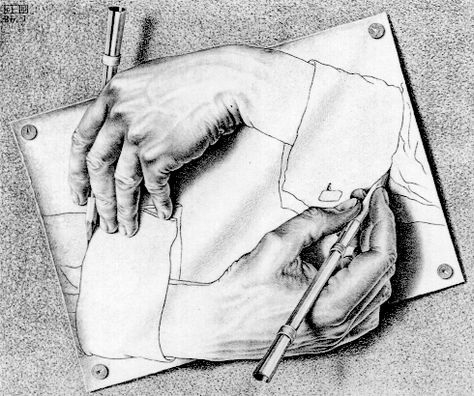 Escher Hands, Mc Escher Art, Escher Drawings, Drawing Trends, Escher Art, Drawing Hands, Mc Escher, 3d Drawings, Drawing Easy