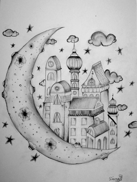 Easy pencil drawing fantasy City Drawing sketch easy Fantasy World Drawing Easy, Fantasy Sketches Pencil Easy, Future Cities Drawing, Fantasy City Drawing, Future City Drawing Ideas, Dream Society Drawing, Moon Drawing Pencil, Future City Drawing Easy, Night Drawing Easy