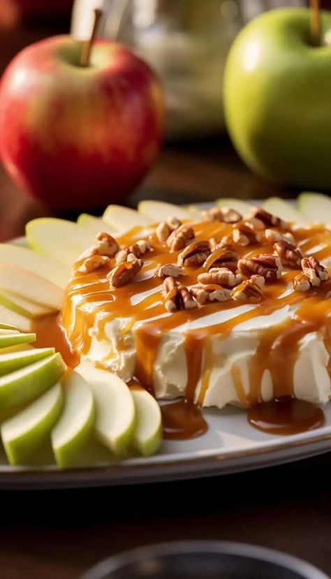 Caramel Apple Cream Cheese Spread - BeCentsational Healthy Pumpkin Pie Bars, Cute Thanksgiving Desserts, Apple Cream Cheese, Thanksgiving Baking, Cream Cheese Appetizer, Fun Thanksgiving Desserts, Cream Cheese Spread, Thanksgiving Snacks, Healthy Pumpkin Pies