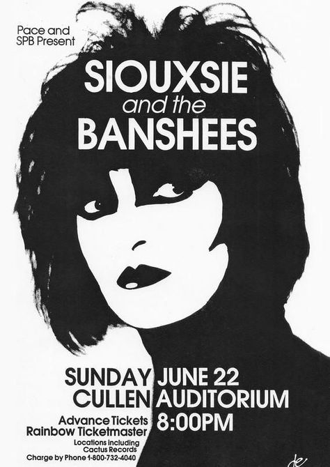 Concert Tour Poster, 80s Goth, Siouxsie Sioux, Goth Bands, Goth Music, Vintage Concert Posters, Punk Poster, Tour Poster, Vintage Goth