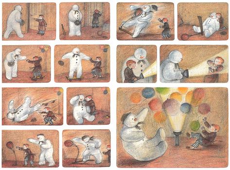 Raymond Briggs, Jewel Drawing, When The Wind Blows, Snowmen Pictures, Back At Work, Comic Book Artwork, Object Drawing, Uk Images, Childhood Books