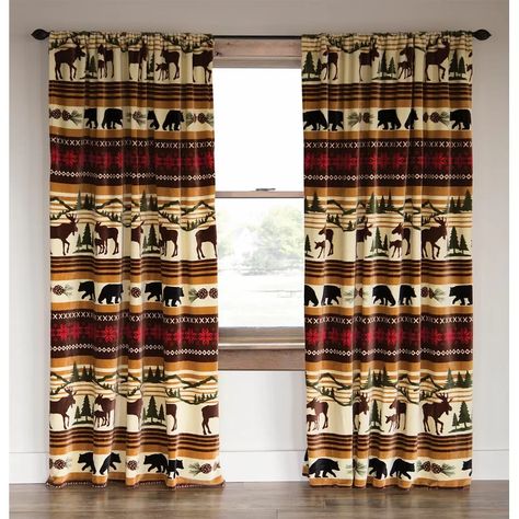 Cabin Curtains, Plush Comforter, Black Forest Decor, Striped Room, Fall Bedroom, Lodge Style, Custom Drapes, Darkening Curtains, Rod Pocket Curtain Panels