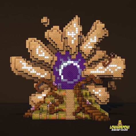 Louisdepoui | Minecraft content creator | A runic nether portal to enter your nether in style ! Shaders & textures 🌱 ========================================= -… | Instagram Houses For Minecraft, Nether Fortress, Nether Portal Design, Minecraft Fantasy Builds, Minecraft Overworld, Fantasy Builds, Minecraft Portal, Nether Portal, Portal Design