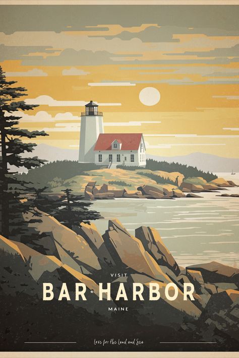 Vintage Maine Poster, Bar Harbor Maine Photography, Cultural Artwork, Maine Poster, Happy Prints, High Contrast Photography, Maine Postcard, Boothbay Harbor Maine, Contrast Photography