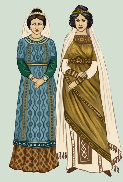 Byzantium (6th Century) by Tadarida Byzantine Fashion, Eastern Roman, Empire Romain, Early Middle Ages, Byzantine Empire, Byzantine Art, Medieval Clothing, Carthage, Medieval Fashion