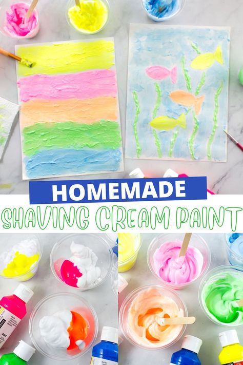 How to Make Homemade Shaving Cream Paint for Kids | Kids Activities Blog Shaving Cream Paint, Shaving Cream Art, Finger Painting For Kids, Homemade Shaving Cream, Shaving Cream Painting, Paint For Kids, Mix Paint, Paint Recipe, Summer Camp Crafts