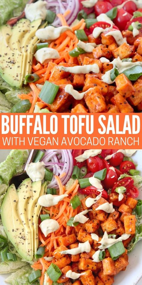 Tofu Recipes Healthy, Buffalo Tofu, Avocado Ranch Dressing, Vegan Journey, Healthy Sauces, Avocado Ranch, Tofu Salad, Vegan Salad Recipes, Summer Meal