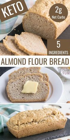 Keto Brood, Almond Flour Bread, Grain Free Bread, Almond Bread, Flour Bread, Desserts Keto, Lowest Carb Bread Recipe, Sliced Bread, Low Carb Low Sugar