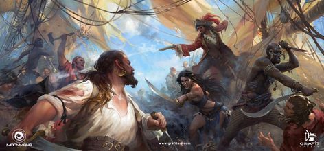 ArtStation - Ultimate Pirates , Grafit Studio Pirate Art, Splash Screen, Splash Art, Pirate Life, Treasure Island, Original Wallpaper, Pirate Ship, Epic Art, Fantasy Artwork