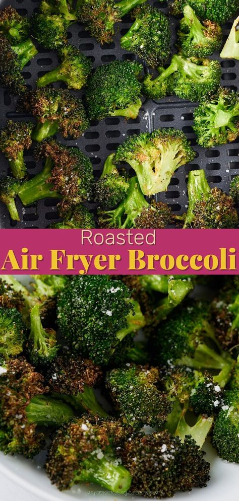 Air Fryer Roasted Broccoli, Cooking Fresh Broccoli, Air Fryer Recipes Healthy Low Carb, Air Fryer Broccoli, Crispy Broccoli, Seasoned Broccoli, Pasta Broccoli, How To Cook Broccoli, Fried Broccoli