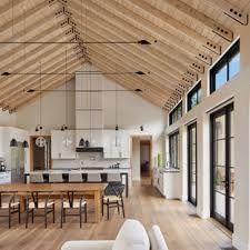 75 Beautiful Vaulted Ceiling Kitchen Pictures & Ideas - March, 2021 | Houzz Large Kitchen Ideas, Vaulted Ceiling Ideas, Vaulted Ceiling Lighting, Vaulted Ceiling Kitchen, Ceiling Kitchen, Vaulted Ceiling Living Room, Open Ceiling, Modern Barn House, Fantasy Homes