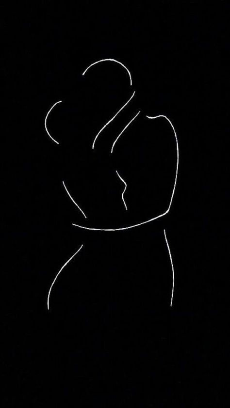 Minimalist Art Couple, Couple Outline Art, People Together Drawing, Abstract Romantic Art, Dark Line Art, Romantic Line Art, Make Him Feel Loved, Black Paper Drawing, Men Love