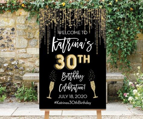 Birthday Welcome Board, Black Gold Birthday, Balloon Numbers, Champagne Collection, 50th Birthday Decorations, Welcome Board, Birthday Welcome Sign, Confetti Birthday, Welcome Boards