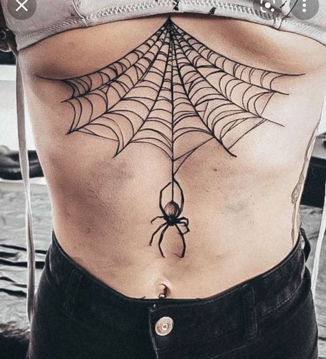 Underboob Tattoos For Women, Underboob Tattoos, Spider Web Tattoo, Lace Tattoo Design, Grunge Tattoo, Web Tattoo, Underboob Tattoo, Wicked Tattoos, Scary Tattoos