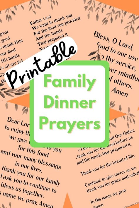 Simple family dinner prayers for adults and children to say around the dinner table. Print these short mealtime prayers for saying grace before meals. Mealtime Prayers Dinner Table, Say Grace Before Meals, Prayers For Dinner Table, How To Say Grace At Dinner, Dinner Prayers Family, Meal Prayers Dinner Table, Easter Prayers For Family Dinner, Easter Dinner Prayer, Saying Grace Before Meals Prayer