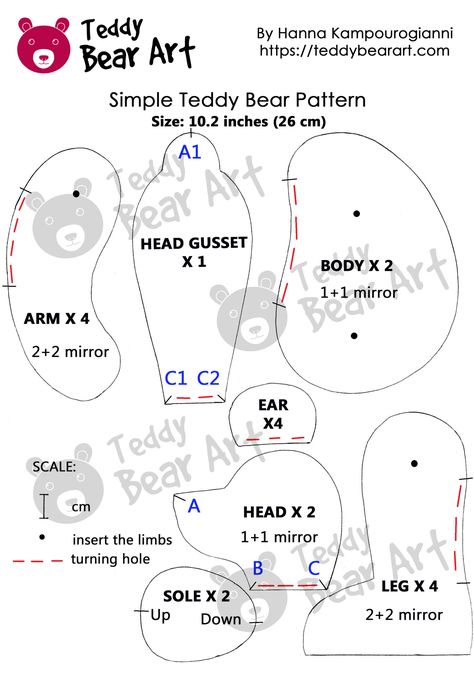 Teddy Bear Pattern Free Printable, Bear Patterns Free Sewing, Teddy Bear Template, Teddy Bear Patterns, Teddy Bear Art, Bear Sewing Pattern, Memory Items, Bear Template, Teddy Bear Patterns Free