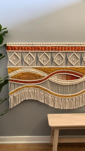 High Ceiling Wall Decor, Layered Macrame Wall Hanging, Wall Macrame, Weaving Book, Boho Macrame Wall Hanging, Macrame Headboard, Macrame Mirror, Idee Cricut, Macrame Backdrop