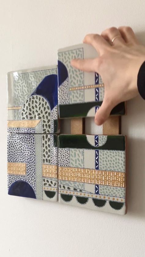 Preparing the tiles for the wall mounting system. #aesthetic #homedecor #contemporaryceramics #myrsinialexandridi #tilesdesign… | Instagram System Aesthetic, Wall Ceramic Tiles, Ceramic Mural, Ceramic Wall Art Tiles, Wall Ceramic, Nice Images, Pottery Wall, Pale Turquoise, Ceramic Wall Art