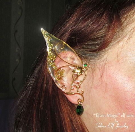 Long Elf Ears, Lotr Elf, Elven Magic, Woodland Fairy Costume, Elven Ears, Fairy Costume Women, Fairy Costume Diy, Elf Jewelry, Leaf Ear Cuffs