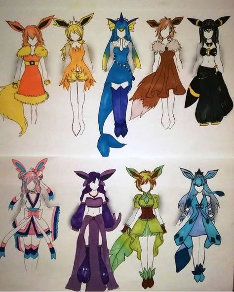 Eevee Evolutions Cosplay, Umbreon As A Human, Eeveelutions As Humans, Sylveon Outfit, Pokemon Umbreon And Espeon, Pokemon Costume Diy, Eeveelutions Cosplay, Eevee Dress, Jolteon Cosplay