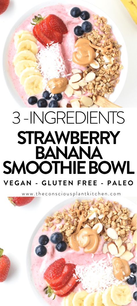 Thick Vegan, Plant Based Smoothies, Strawberry Smoothie Bowl, Smoothie Bowl Recipe Healthy, Bowl Recipes Easy, Protein Powder Smoothie, Protein Smoothie Bowl, Vegan Smoothie Bowl, Acai Bowls Recipe