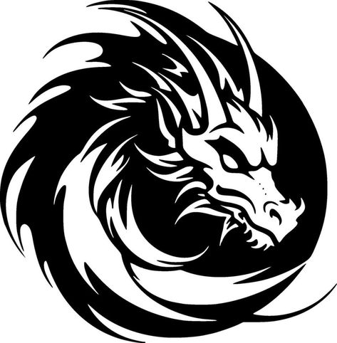 Dragon - High Quality Vector Logo - Vector illustration ideal for T-shirt graphic Dragon Vector, Logo Dragon, Popular Svg, Dragon Logo, Dragon Icon, Magic Symbols, Svg Images, Black And White Sketches, Graffiti Wallpaper