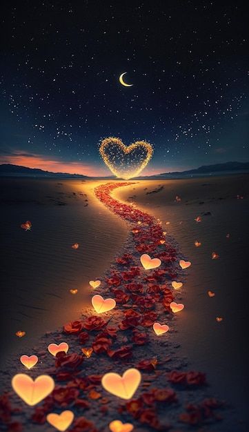 Un Chemin En Forme De Coeur Dans Le Dése... | Premium Photo #Freepik #photo #coeurs #coeur #heartshape #conception-coeur Manifestation Challenge, Vision Board Love, Heart Feelings, Couple Mignon, Heart In Nature, Pastel Sec, Premium Photo, In A Heartbeat, Good Night