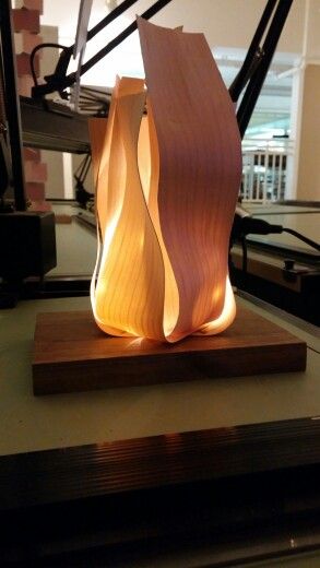 Steam bent maple veneer lamp Bent Wood Projects, Steam Bent Wood, Bent Lamination, Veneer Lamp, Bend Wood, Bending Wood, Steam Bending, Steam Bending Wood, Laser Cut Lamps