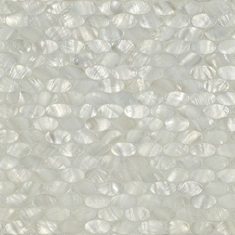 Artistic Tile | Rivershell Oval Mosaic Contemporary Bathroom Tiles, Backsplash Herringbone, Stone Backsplash Kitchen, Farmhouse Backsplash, Herringbone Backsplash, Shell Mosaic, Luxury Tile, Artistic Tile, White Mosaic