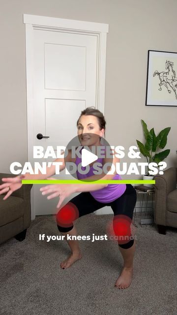 Megan Dahlman on Instagram: "😩 “I have bad knees and can’t squat! What should I do?” I hear this all the time - at least once a day. Don’t worry, I’ve got a great progression to help you build knee strength gradually so you can get back to squatting with confidence (because YES - it’s possible!! 🙌) 

1️⃣ Start with Hip Hinges: This move helps strengthen your hips and glutes (essential for strong knees) without putting any strain on your knees
2️⃣ Work on Single Leg Balancing Moves: This improves your balance and builds the all-important stabilizing strength around your knees.
3️⃣ Finally, try very Shallow Squats: Start small and gradually increase your range of motion as your knees get stronger.

👉 Practice these moves consistently, and you’ll see dramatic improvement!

💬 Tell me in th Stretch And Strength Workout, Quad Exercises For Bad Knees, Shin Exercises, No Squat Leg Workout, Strong Knees, Easy Morning Workout, Targeted Workouts, Knee Health, Bad Knee Workout