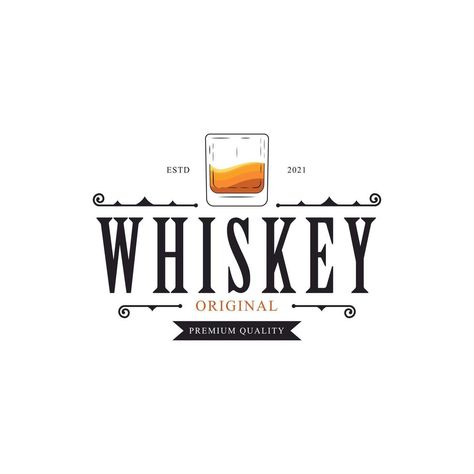 Luxury Vintage Whiskey Glass Logo label design inspiration Label Design Inspiration, Whiskey Logo, Glass Logo, Vintage Whiskey, Whiskey Label, Cleaning Business, Maid Service, Whiskey Glass, Logo Label