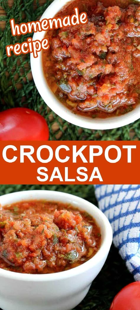 Crockpot Salsa Recipe, Quick Salsa Recipe Fresh Tomatoes, Fresh Tomato Crockpot Recipes, Slow Cooker Salsa Recipe, Freezer Salsa Recipe With Fresh Tomatoes How To Make, Salsa Made With Fresh Tomatoes, Homemade Freezer Salsa, Crockpot Salsa For Canning, Making Salsa From Frozen Tomatoes