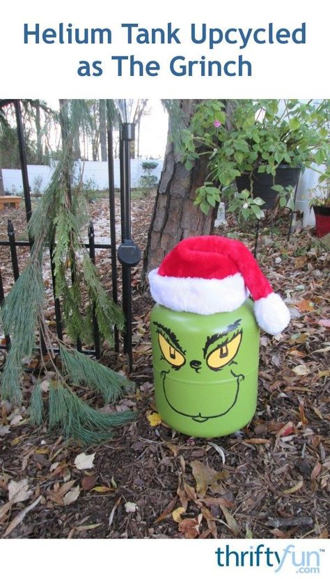 “I found a great way to use and repurpose my empty helium tank. They are sturdy and can be changed over and over with something as simple as spray paint. For this holiday season, I wanted to make one of my favorite characters from a holiday movie.” Propane Tank Art, Spray Paint Crafts, Helium Tank, Diy Flower Pots, Christmas Decorations Diy Outdoor, Metal Garden Art, Metal Art Welded, Holiday Movie, Propane Tank