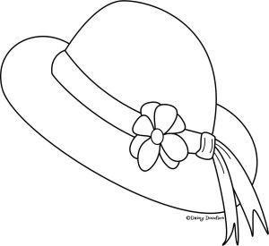 Drawings Of Hats, Cute Hats For Women, Hat Outline, Flower Coloring Sheets, Hat Drawing, Tree Outline, St Patricks Crafts, Mothersday Cards, Hat Template