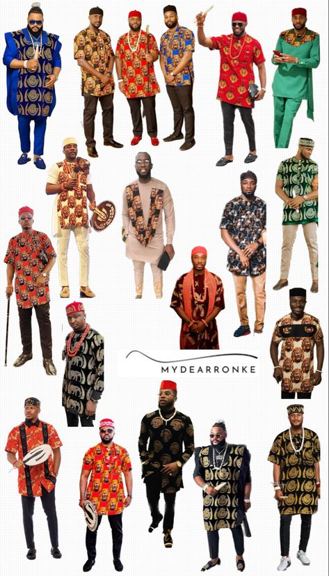 Igbo Traditional Attire For Men, Igbo Men Attire, Igbo Style For Men, Igbo Men Traditional Wear, Etibo Styles For Men, Men Traditional Wear Nigerian, Igbo Attire, Igbo Traditional Wedding, Mens Traditional Wear