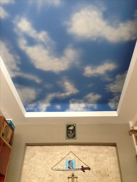 Garden Ceiling, Sky Blue Colour, Sky Ceiling, Landscape Art Painting, House Paint, Blue Colour, House Painting, Landscape Art, Room Inspo