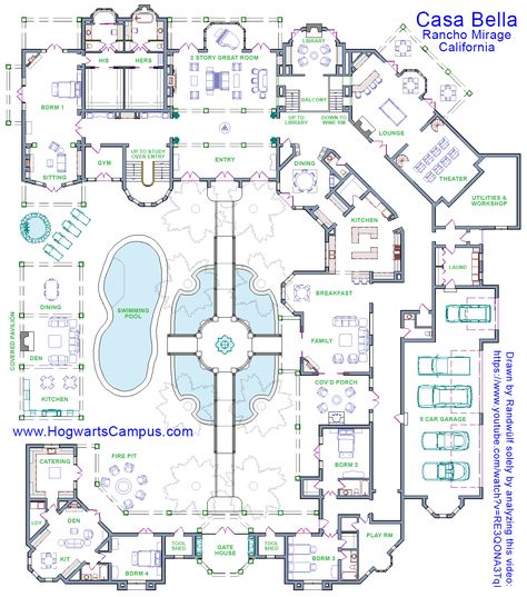 Mansion Floor Plan With Pool, One Floor Mansion House Plans, 1 Floor Mansion Floor Plan, Mansion Floorplans Luxury, Single Level Mansion Floor Plan, House Floor Plan With Courtyard, 8 Bedroom Mansion Floor Plans, Country Mansion Floor Plan, Palace Layout Floor Plans