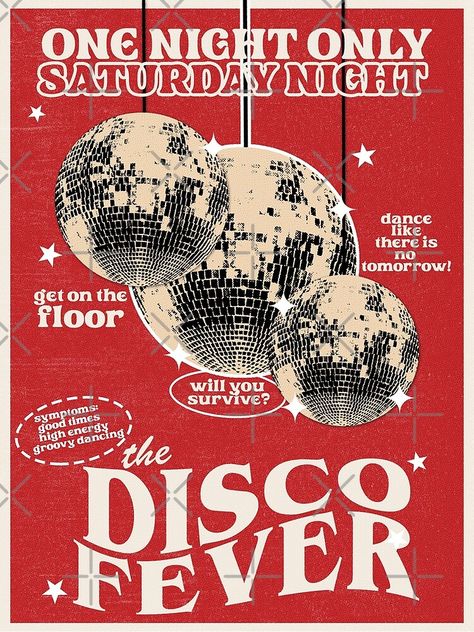 "Red Retro Disco Night" Poster for Sale by Tiso Boiteto Red Room Poster, Classic Retro Aesthetic, Disco Vintage Aesthetic, Disco Cowboy Wallpaper, Nye Poster Design, 70s Festival Poster, Retro Bar Poster, Summer Retro Aesthetic, Cool Concert Posters