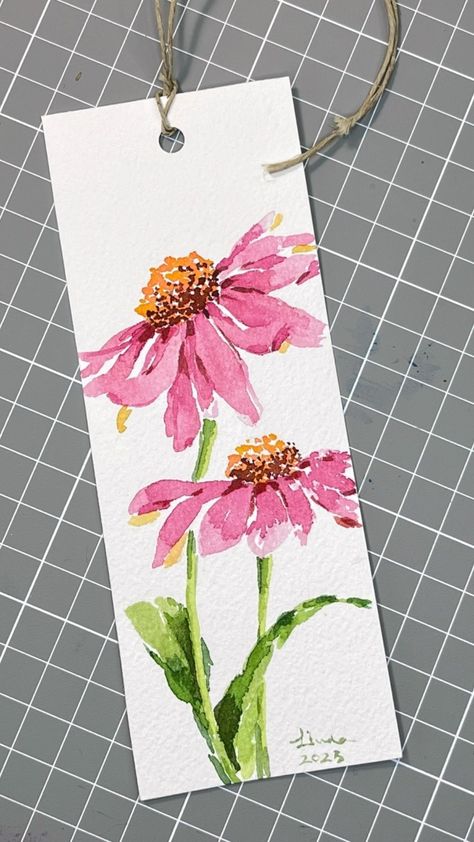 Creative Marker Art, Water Color Books, Bookmarks Handmade Flower, Watercolor Floral Cards, Watercolor Painted Bookmarks, Watercolor Painting Cards, Watercolor Book Marks Diy, Bookmarks Watercolor Ideas, Simple Watercolor Flowers For Beginners