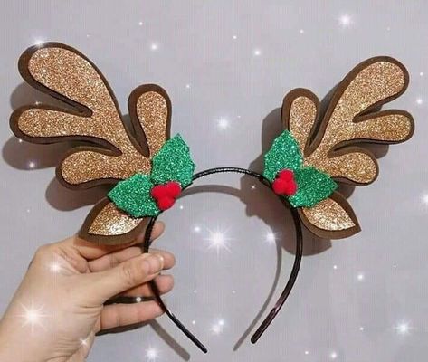 Christmas Headband Diy, Aesthetic Decor Ideas, Decorative Nails, Christmas Hair Accessories, Ideas Navideñas, Handmade Christmas Crafts, Christmas Headband, Christmas Card Crafts, Home Decor Aesthetic