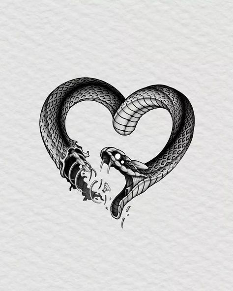 Snake Heart Tattoo, Snake Heart, Tier Tattoo, Tattoo Maker, Sharpie Tattoos, Snake Tattoo Design, Artist Tattoo, Gothic Tattoo, Dark Art Tattoo