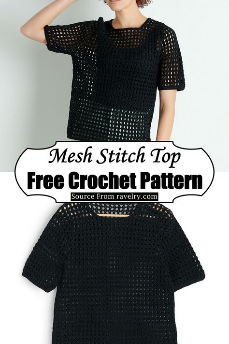 Free Crochet Top Patterns, Crochet Shirt Pattern, Mesh Stitch, Crochet T Shirts, Crochet Ladies Tops, Mesh Tops, Crochet Tops Free Patterns, Crochet Design Pattern, Crochet Fashion Patterns