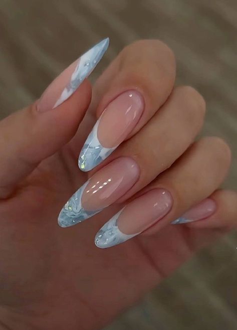 Blue Prom Nails, Ongles Nails, Girly Acrylic Nails, Short Acrylic Nails Designs, Pink Acrylic Nails, Elegant Nails, Prom Nails, Dream Nails, Chic Nails