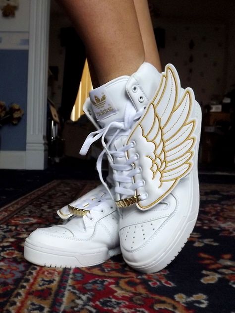 Shoes with wings, adorable. Winged Shoes Hermes, Adidas Shoes High Tops, Hermes Cabin, Musical Costumes, Aesop's Fables, Adidas High Tops, Wing Shoes, Shoe Inspo, Swag Shoes