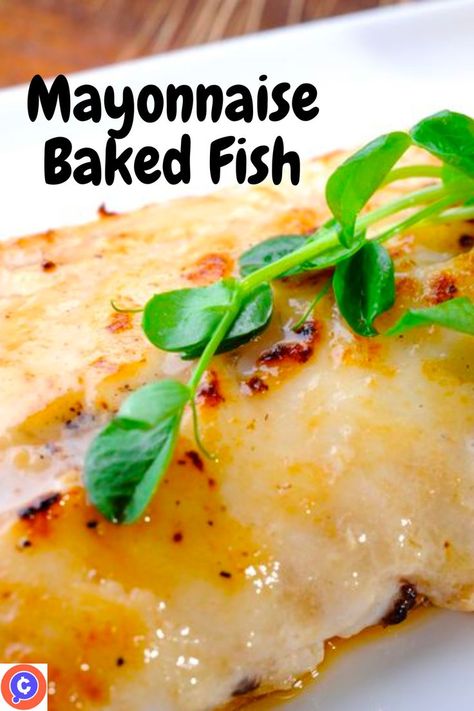 This simple, five-star recipe combines mayonnaise with Parmesan or Romano cheese for a crust that adds a flavorful and crunchy topping to a moist, baked fish fillet. Broiled Fish Recipes, Best Fish Recipe Ever, Homemade Mayo Recipe, Homemade Mayonnaise Recipe, Fish Fillet Recipe, Chicken Bread, Best Fish Recipes, Baked Fish Fillet, Fish Recipes Baked