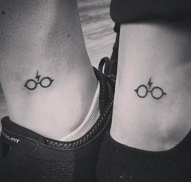 <p>Harry Potter Tattoos</p> Matching Harry Potter Tattoos, Small Bff Tattoos, Small Best Friend Tattoos, Harry Tattoos, Hp Tattoo, Bestie Tattoo, Sibling Tattoos, Harry Potter Tattoos, Harry Potter Tattoo