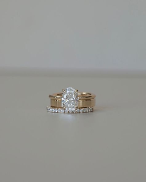 Perth Engagement Rings | The secret excuse us gals are sharing for more jewellery — We’re calling it the “Spacer”. It’s a 2.5 to 4mm plain gold band that… | Instagram Plain Band Wedding Rings, Plain Gold Wedding Band With Diamond Engagement Ring, Gold Solitaire Ring For Proposal, Gold Solitaire Ring For Wedding Proposal, Yellow Gold Solitaire For Wedding Proposal, Yellow Gold Solitaire Ring For Proposal, Gold Wedding Band Plain, Thick Gold Band, Dream Wedding Ring